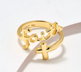 David Markstein Goldclad Sterling Silver Faith Inspirational Bypass Ring, Size 5